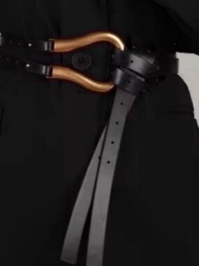 New! Black Vegan Leather Statement Belt NWOT